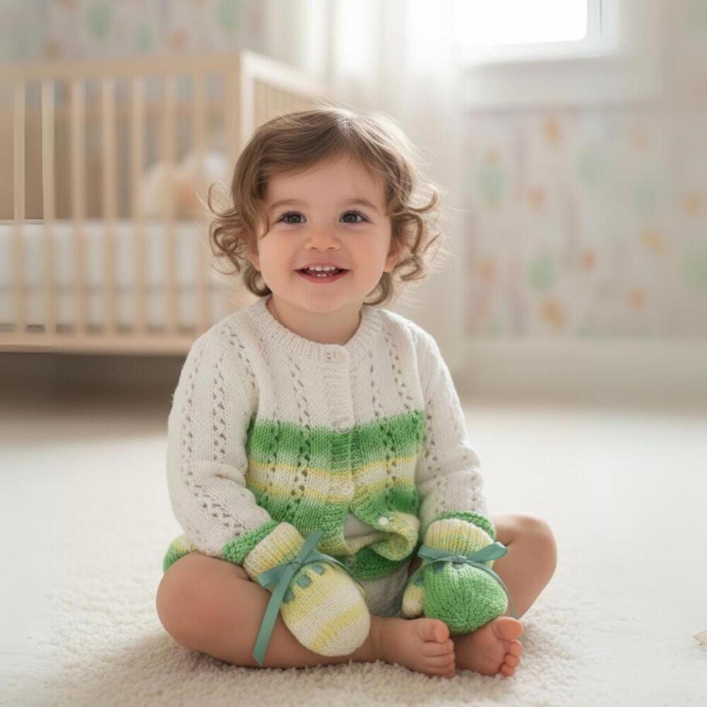 Knit Green Toddler Outfit 3 Piece Set | Baby Sweater, Hat & Mittens Knitwear